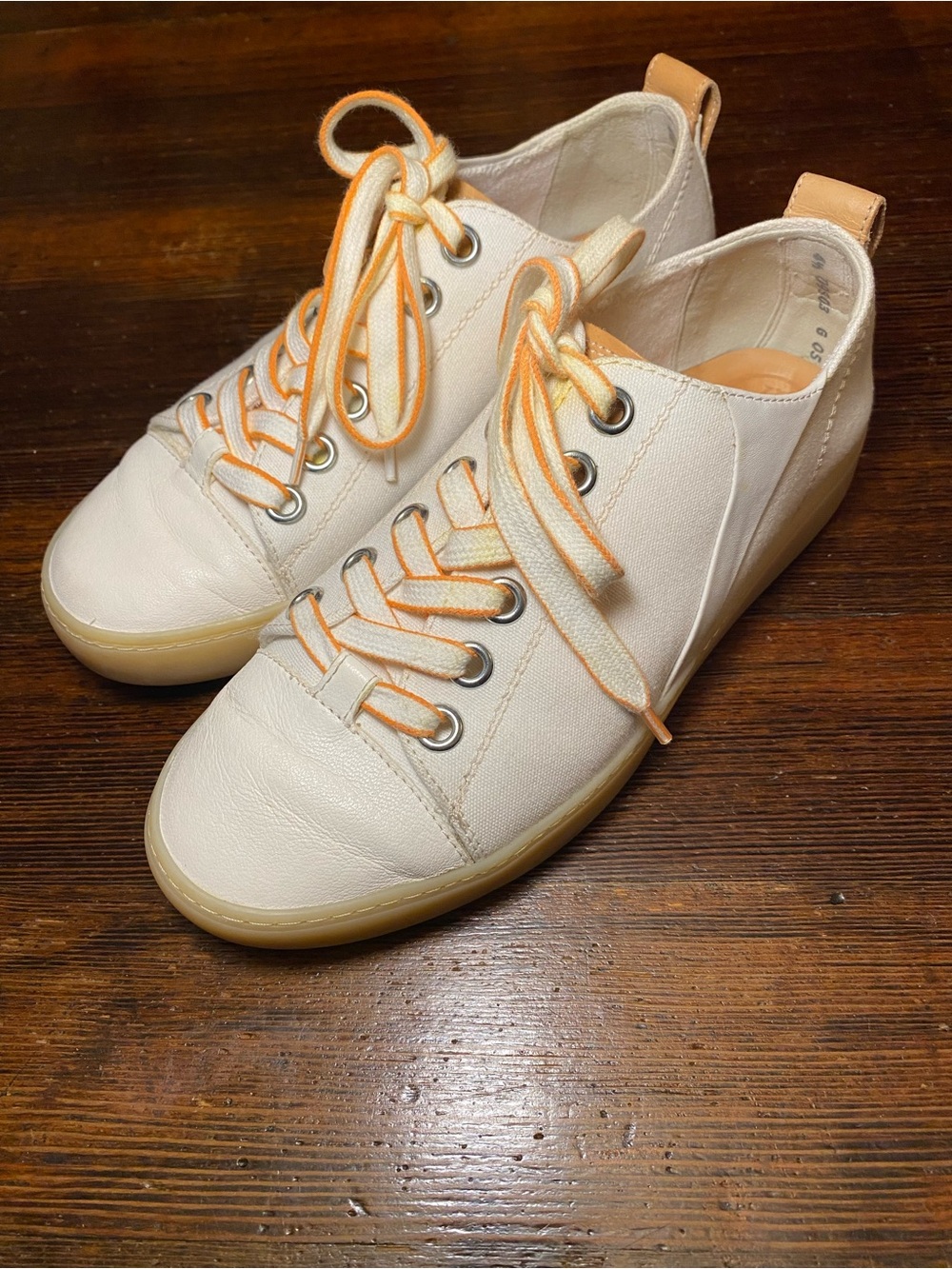 VGUC Paul Green PGP Zero 1 Lace Up Sneakers Off White Marigold Accents